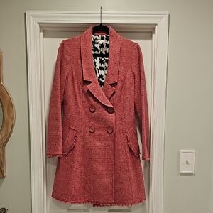 Cabi Pink Double-Breasted Tweed Coat